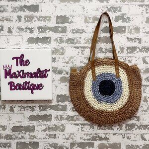 Evil Eye Straw Tote – Chic Protective Tote Bag for Everyday